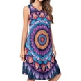 thumbnail image 1 of Mandala pattern purple blue Spring Summer Dresses for Women Fashion T-shirt Dress Casual Sleeveless Loose Sundress with Pockets, 1 of 5