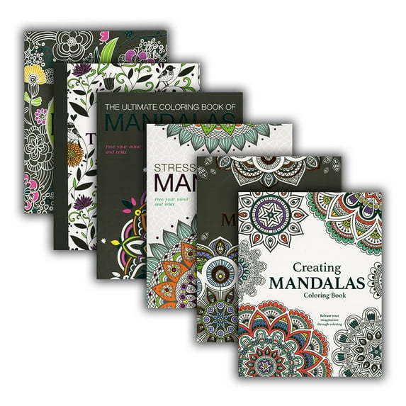 Mandalas Coloring Book for Adults 6-Title, for Learning Drawing Coloring, 6-Pack