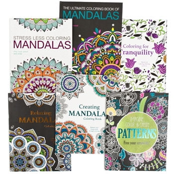 Mandalas Coloring Book for Adults 6-Title, for Learning Drawing Coloring, 6-Pack
