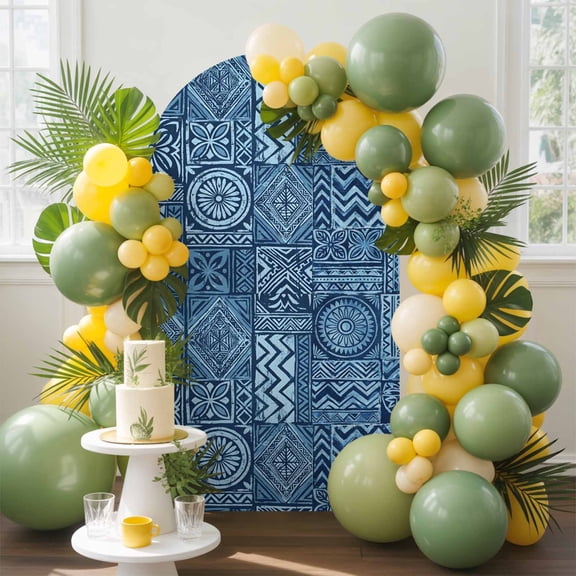 Mandalas Pattern Arch Backdrop Cover, 4FT, Boho Vintage Tribal Floral Plaid Traditional Symbol Spandex Arch Covers Double-Sided Backdrop for Wedding Birthday Party Photo Background Decoration