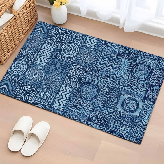 Mandalas Pattern Entryway Rug 2'x3' Boho Vintage Tribal Floral Plaid Traditional Symbol Small Area Rug Non-Slip Front Door Mat Washable Floor Carpet for Indoor Entrance Kitchen Bathroom