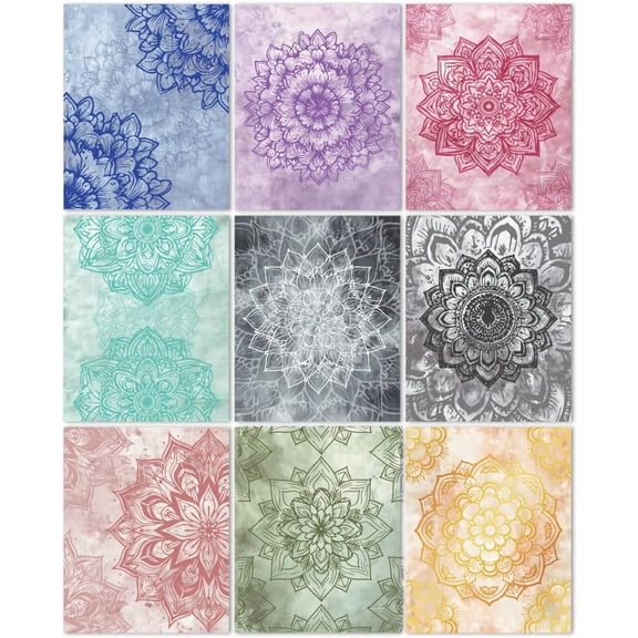 Mandalas Wall Art Prints Set of 9 Colorful Mandalas Poster Wall Decor Home Artworks for Gallery Living Dining Room Bedroom Bathroom