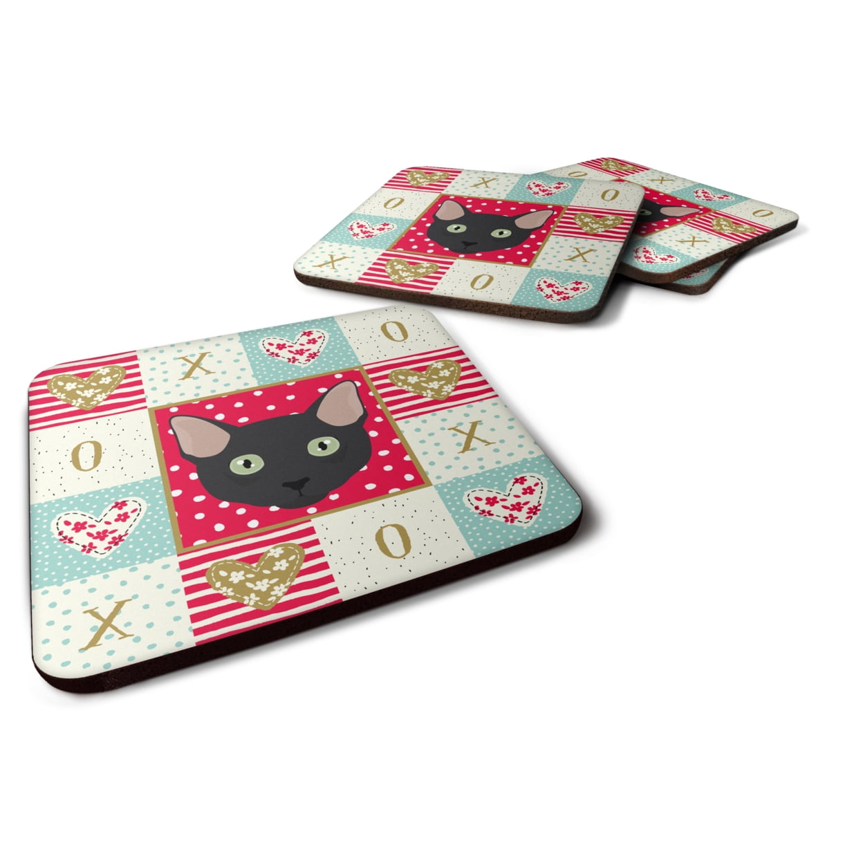 Mandalay Cat Love Foam Coaster Set of 4