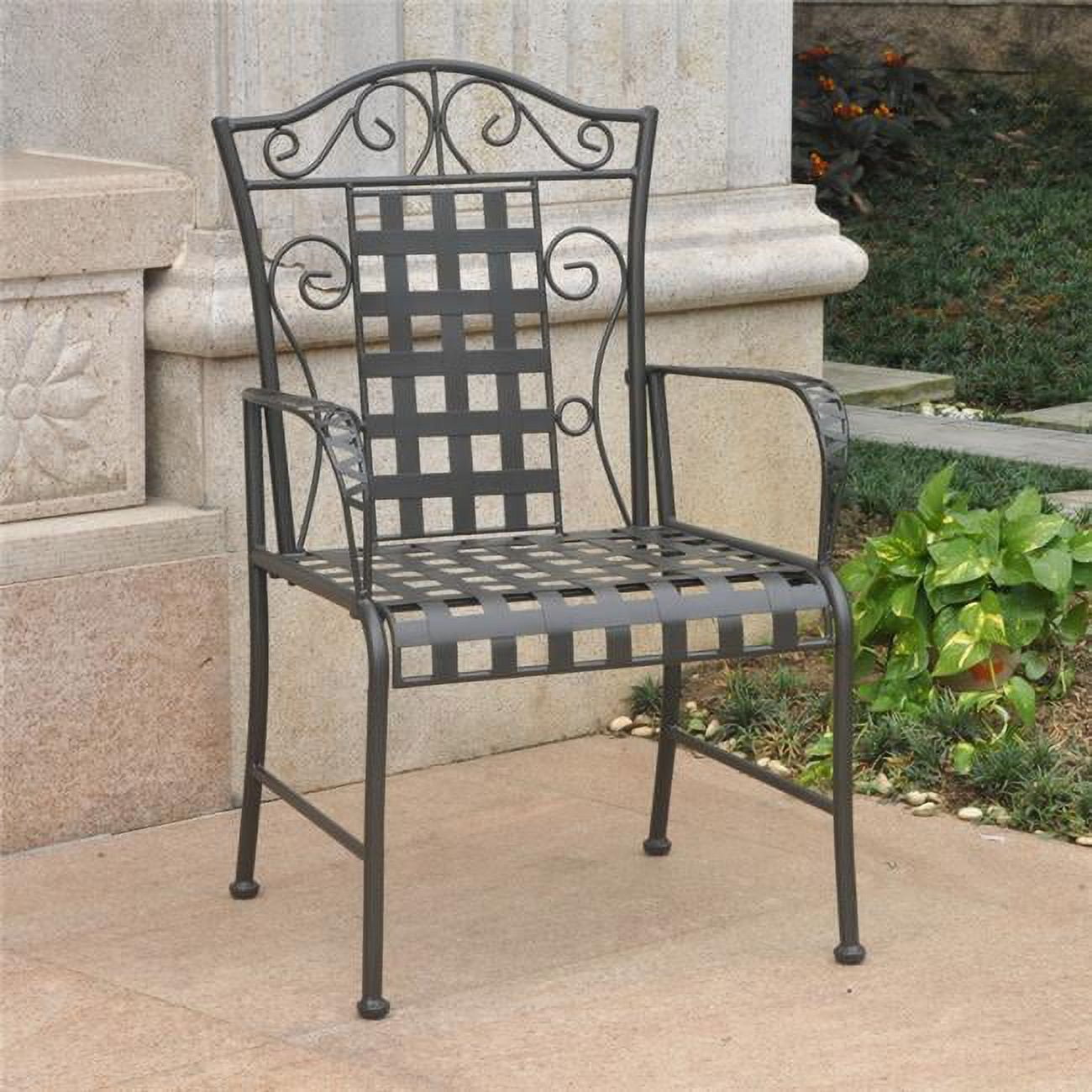 Mandalay Elegance 40" High Black Iron Outdoor Dining Chair Set