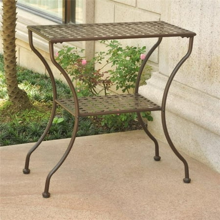 Mandalay Iron Rectangular 2 Tier Table, Rustic Brown