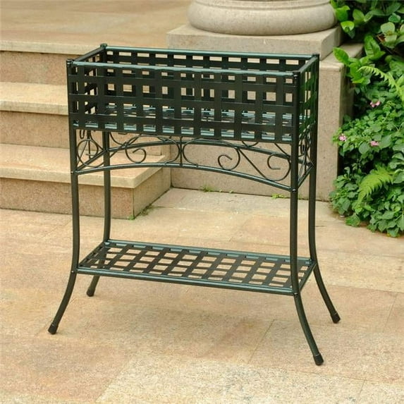 Mandalay Iron Rectangular Plant Stand, Verdi Green