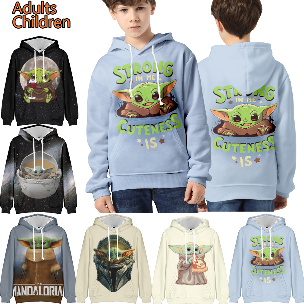Mandalorian Baby Yoda Clothing Pullovers Oversized Hooded Streetwear
