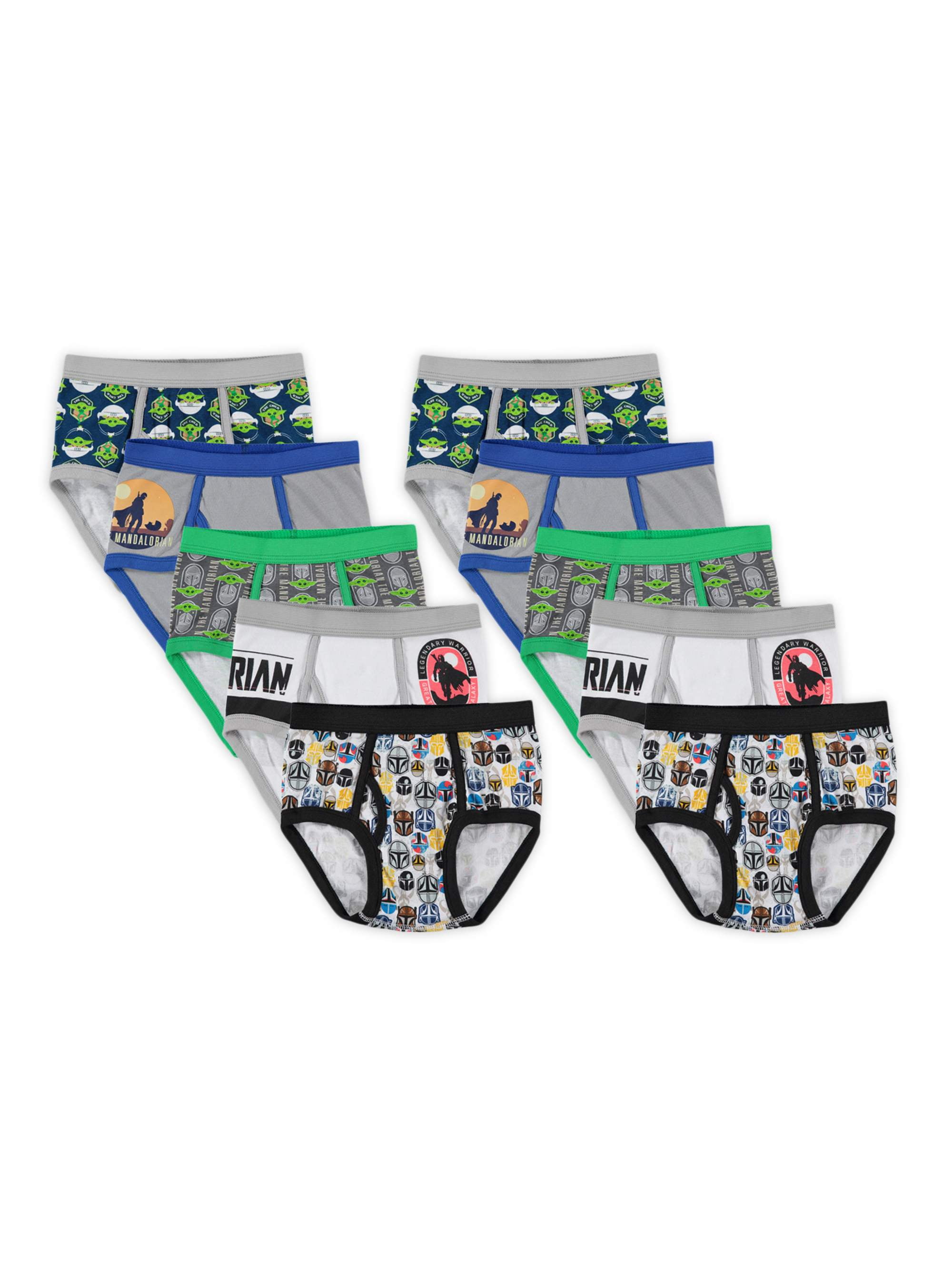 Mandalorian Boys Underwear, 10 Pack Briefs Sizes 4 - 8