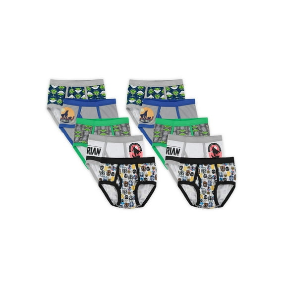 Mandalorian Boys Underwear, 10 Pack Briefs Sizes 4 - 8