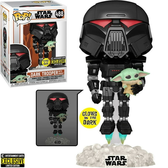 Mandalorian Dark Trooper Grogu GITD Pop! Vinyl - EE Excl.