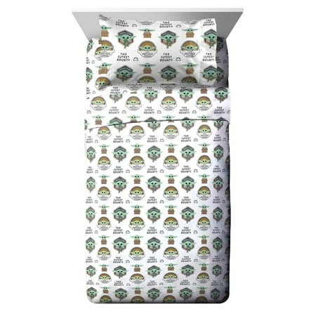 Star Wars The Mandalorian The Child Kids 3 Piece Twin Size Bed Sheets Set - Disney Bedding