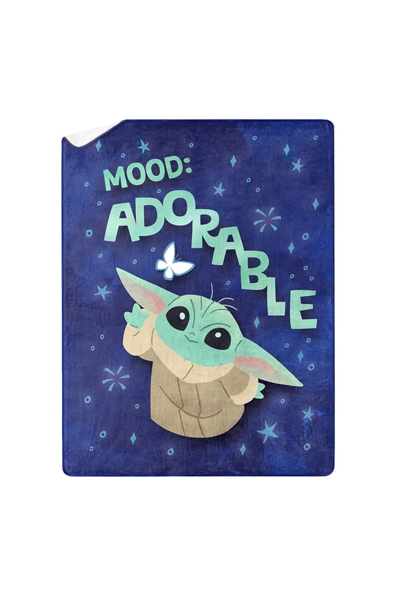 Mandalorian The Child Yoda Adorable Kids Child Disney Silk Touch Throw Blanket with Sherpa Reverse, 46 x 60 inches