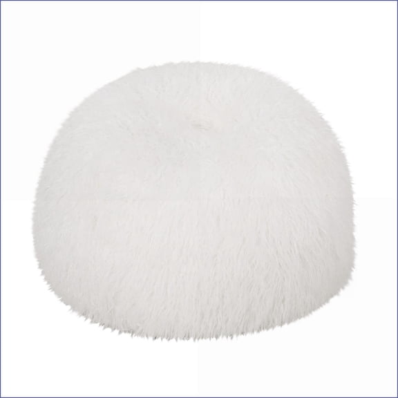Mandana 3ft Rounded Faux Fur Bean Bag Chair Soft Foam Filled | White | Round