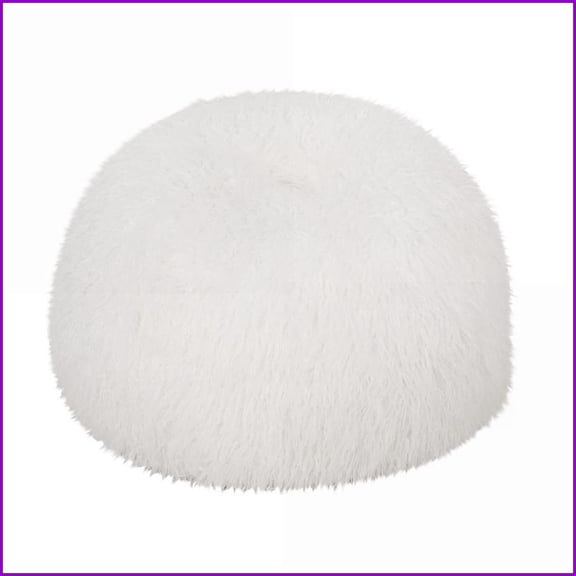 Mandana 3ft Rounded Faux Fur Bean Bag Chair – White | Faux Fur | Round