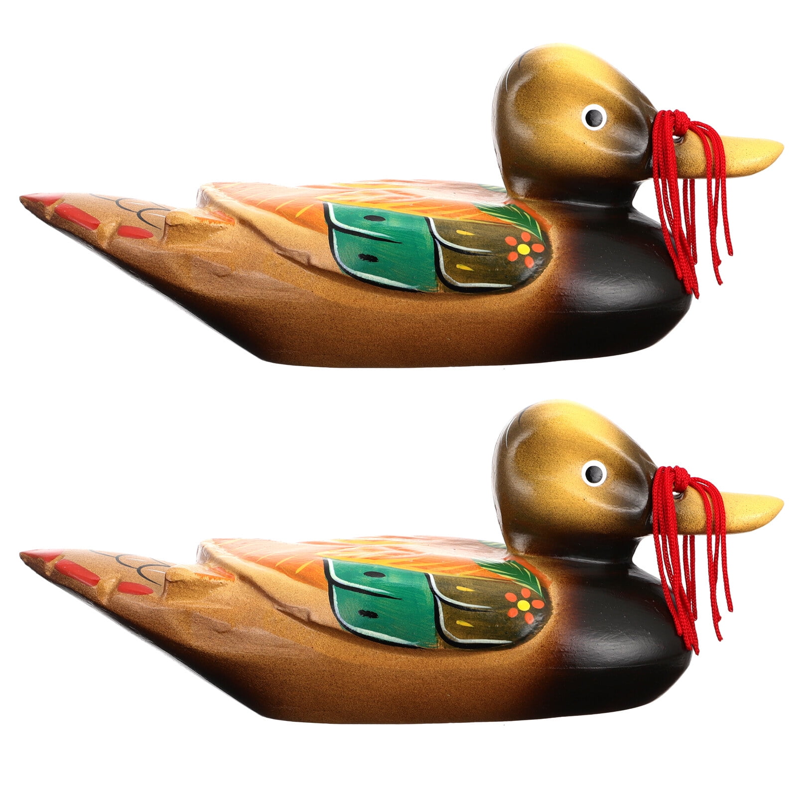 Mandarin Duck Ornaments Wood Model Statue Figurines Dining Table Lovers 2 Pcs