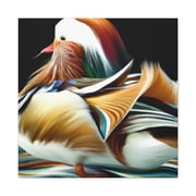 Mandarin Duck Serenely Swims - Canvas