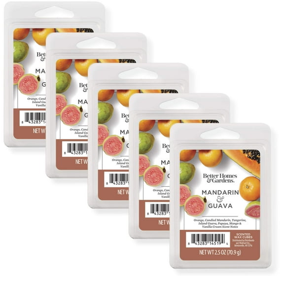 Mandarin Guava Scented Wax Melts, Better Homes & Gardens, 2.5 oz (5-Pack)