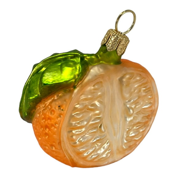 Mandarin Orange Half Polish Glass Christmas Tree Ornaments Set of 2