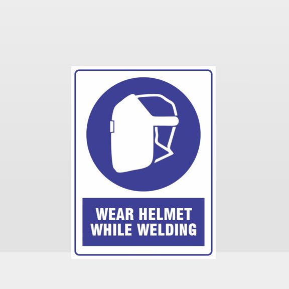 Mandatory Wear Helmets While Welding Sign Metal Tin Sign 12x8 Inch