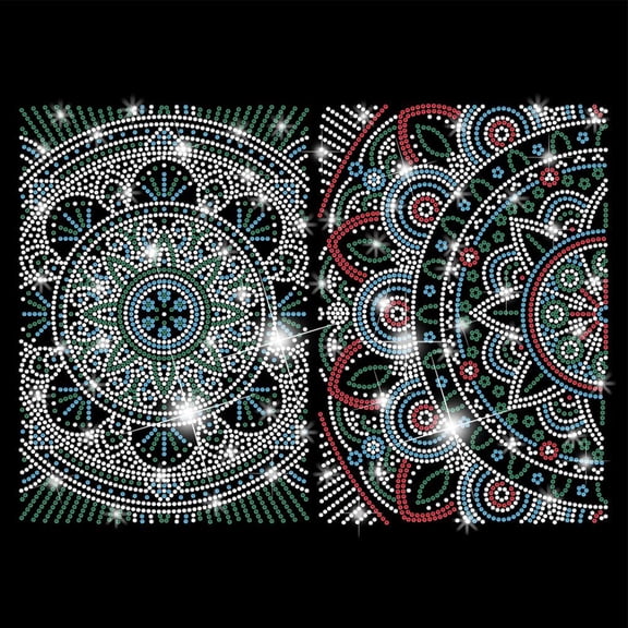 Mandela Iron on Rhinestones Transfer Mandala Crystal Heat Transfer Stickers Mandala Book Covers Iron on Decals Bling Rhinestone Patches for T-Shirt Clothing Tote Bag DIY Art Craft Gifts