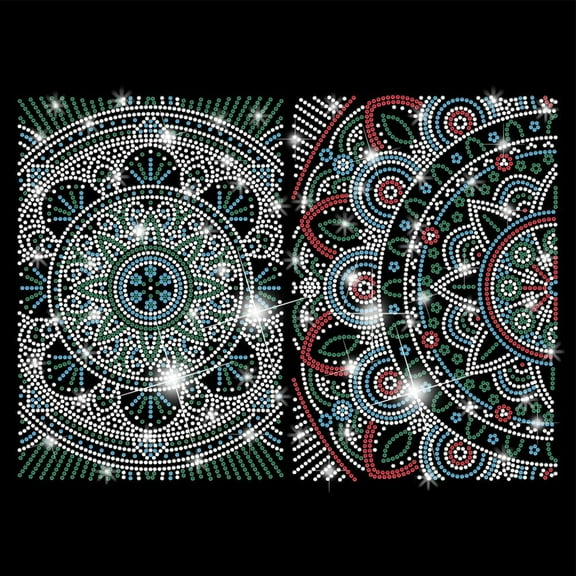 Mandela Iron on Rhinestones Transfer Mandala Heat Transfer Stickers Mandala Book Covers Iron on Decals Bling Rhinestone Patches