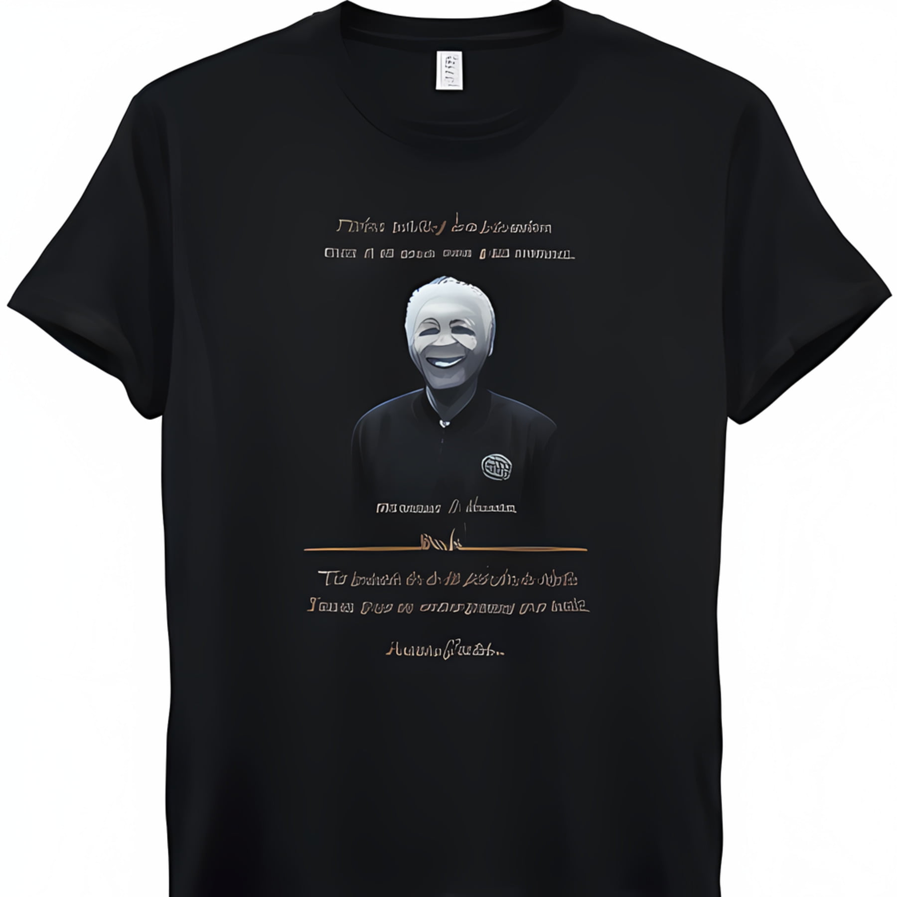 Mandela 'The Indian of Africa' Black T-Shirt English Handwriting Style ...