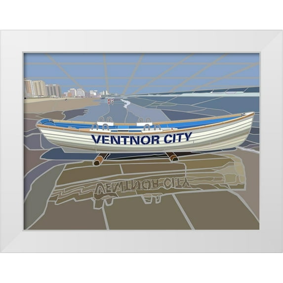 Mandell, Jonathan 18x15 White Modern Wood Framed Museum Art Print Titled - Ventnor City Beach Vista Scene