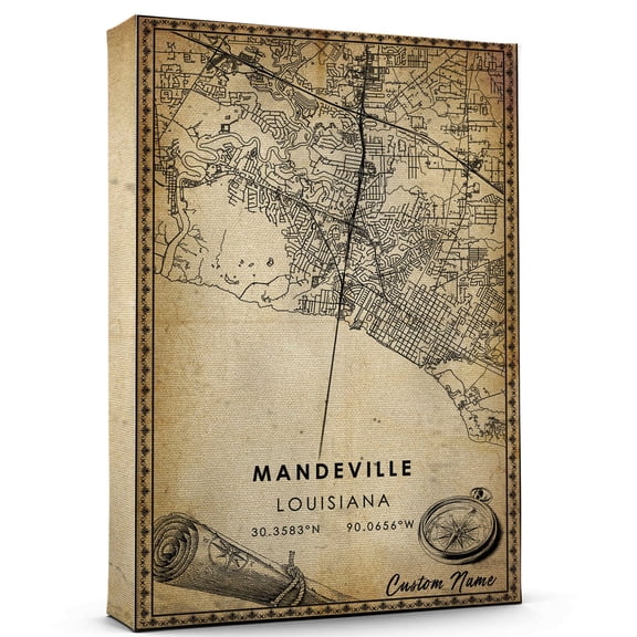 Mandeville Map Poster, Louisiana Map Art Poster, Canvas, Mandeville Map City vintage Poster, Street Map Artwork Poster, Mandeville Map Canvas - 89AZ46