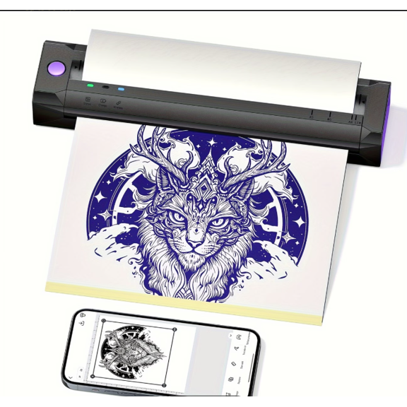 Mandizza A881U tattoo template printer, suitable for tattoo creation, wireless tattoo printer, portable thermal printing copier, compatible with smartphones and computers