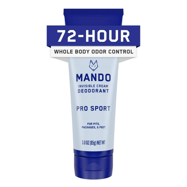 Mando Whole Body Deodorant For Men - Invisible Cream - 72 Hr Odor Control, 3 oz