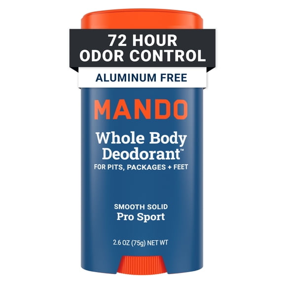 Mando Whole Body Deodorant Stick for Men, Aluminum-Free, 72-Hour Odor Control, Pro Sport, 2.6 oz