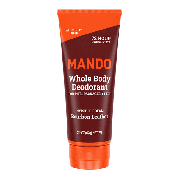 Mando Whole Body Deodorant for Men - Invisible Cream - Aluminum Free - Bourbon Leather - 2.2oz