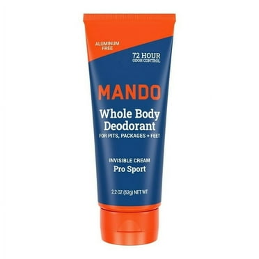 Mando Whole Body Deodorant for Men - Invisible Cream - Aluminum Free - Pro Sport - 2.2oz