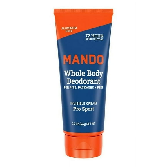 Mando Whole Body Deodorant for Men - Invisible Cream - Aluminum Free - Pro Sport - 2.2oz
