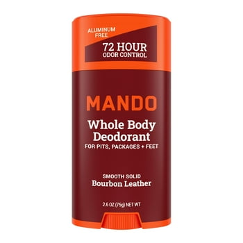 Mando Whole Body Deodorant for Men - Smooth Solid Stick - Aluminum Free - Bourbon Leather - 2.6oz