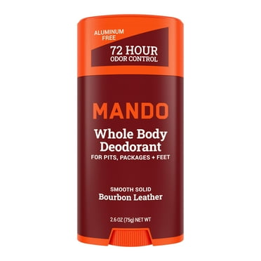 Mando Whole Body Deodorant for Men - Smooth Solid Stick - Aluminum Free - Bourbon Leather - 2.6oz