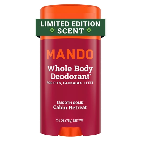 Mando Whole Body Deodorant for Men - Smooth Solid Stick Deodorant - Aluminum Free - Limited Edition Holiday Scent - Cabin Retreat - 2.6oz