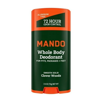 Mando Whole Body Deodorant for Men - Smooth Solid Stick - Aluminum Free - Clover Woods - 2.6oz