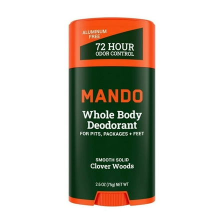 Mando Deodorant Stick for Men, Smooth Solid, Aluminum Free, Clover Woods Scent, 2.6 oz