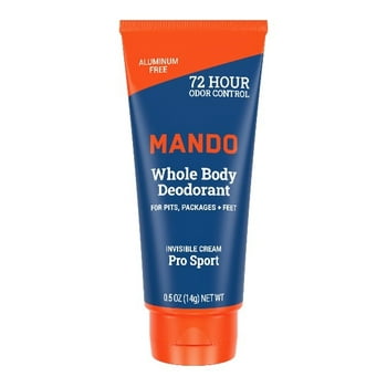 Mando Whole Body Deodorant for Men - Trial Size Invisible Cream - Aluminum Free - Pro Sport - .5oz Tube
