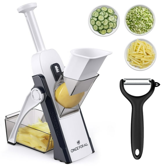 ONCE FOR ALL Vegetable Chopper Mandolie Slicer Food Cutter with Stainless Steel Blade Peeler