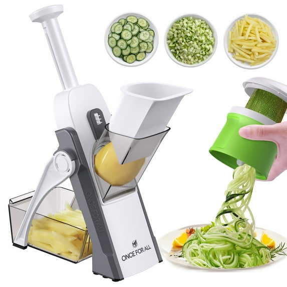 ONCE FOR ALL Vegetable Chopper, Zucchini Spaghetti Maker Spiralizer, Mandoline Slicer for Kitchen