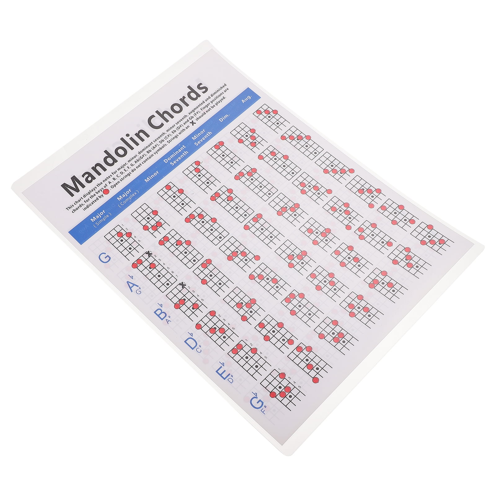 Mandolin Fretboard Note Chord Poster Guitar Chart Notes Supplies