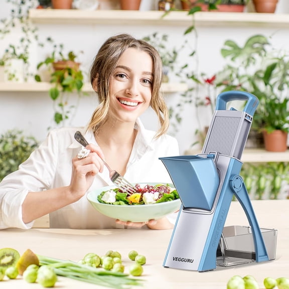 Mandoline Food Slicer Adjustable Thickness Vegetable Chopper with Safety Hand Guard and Stable Base for Kitchen