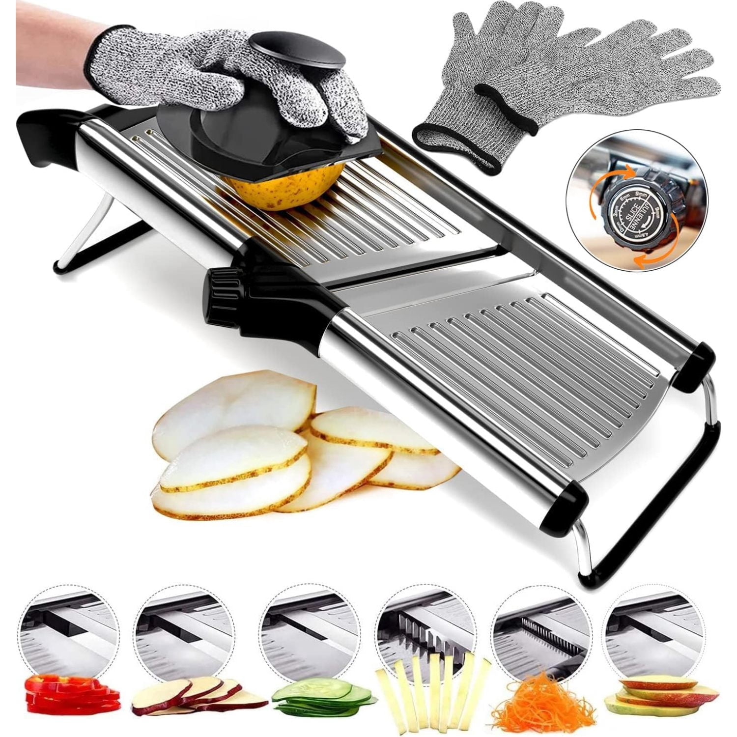 Mandoline Slicer – 6-Setting Adjustable Mandoline Slicer for Kitchen ...