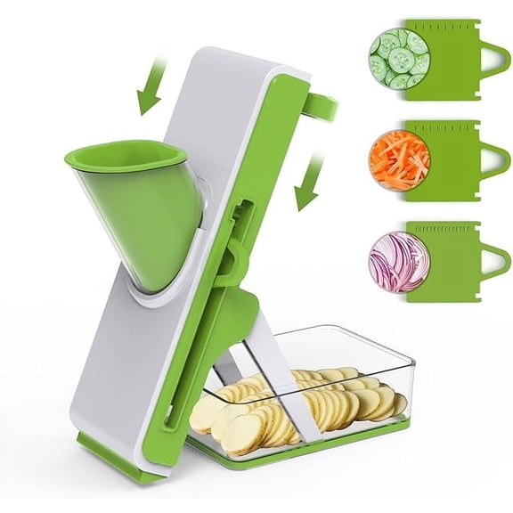 Balea Safe Mandoline Slicer, Multi Vegetable Chopper, Potato Slicer for Kitchen,French Fry Cutter,White Green,1 Count