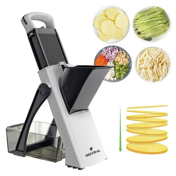 ONCE FOR ALL Mandoline Slicer Grater, Vegetable Chopper Grater, Food Slicer Shredder Dicer, Green Pepper Carrot Onion Cabbage Cucumber Cutter, Kitchen Gadget, White
