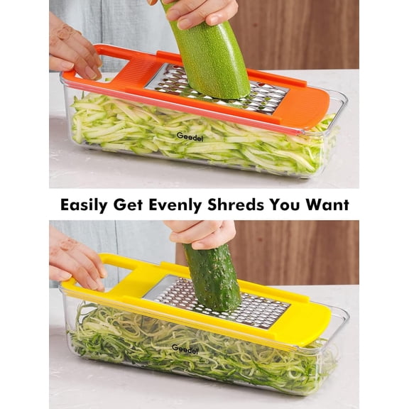 Mandoline Slicer and Food Chopper Bundle - Premium Vegetable Cutter with Safety Guard for Kitchen Prep