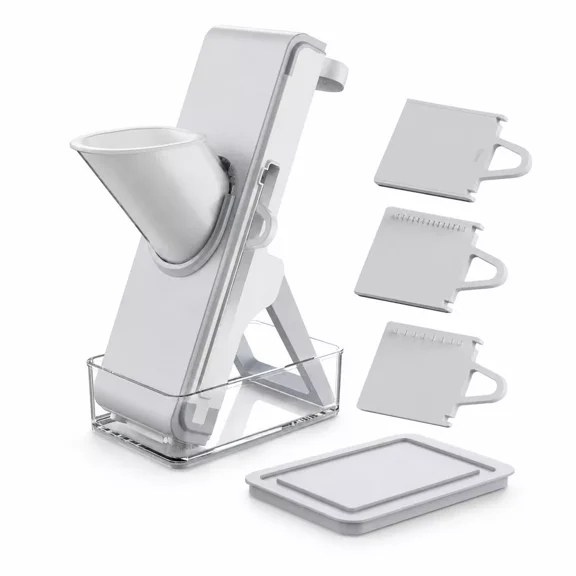 Mandoline Slicer with Container, Adjustable Thickness Vegetable Slicer, Foldable Manual Mandoline Chopper, Multipurpose Vegetable Julienne Cutter