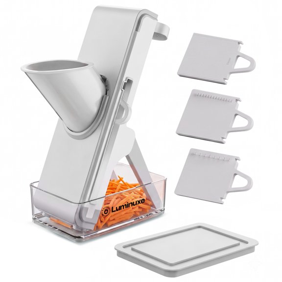 Mandoline Slicer with Container, Adjustable Thickness Vegetable Slicer, Foldable Manual Mandoline Chopper, Multipurpose Vegetable Julienne Cutter